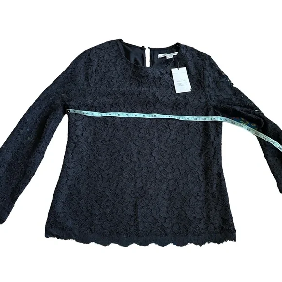 NWT Diane von Furstenberg Brielle Long-Sleeve Lace Top Size 10, scalloped edges - Picture 6 of 14